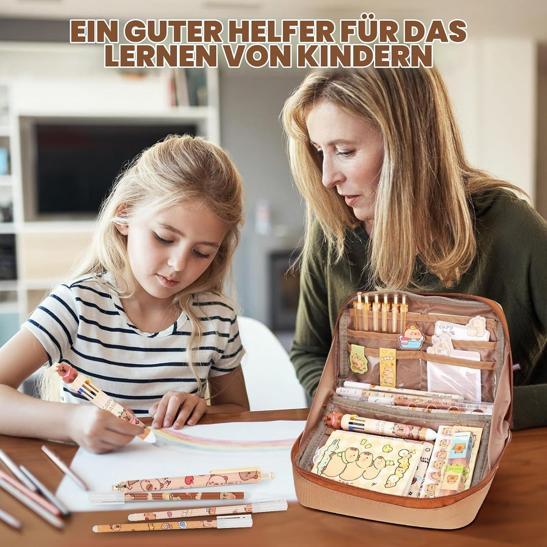 Capybara Federmäppchen Set, Süsses Capybara Stifte, Reichhaltige Capybara Mäppchen, Capybara Sachen