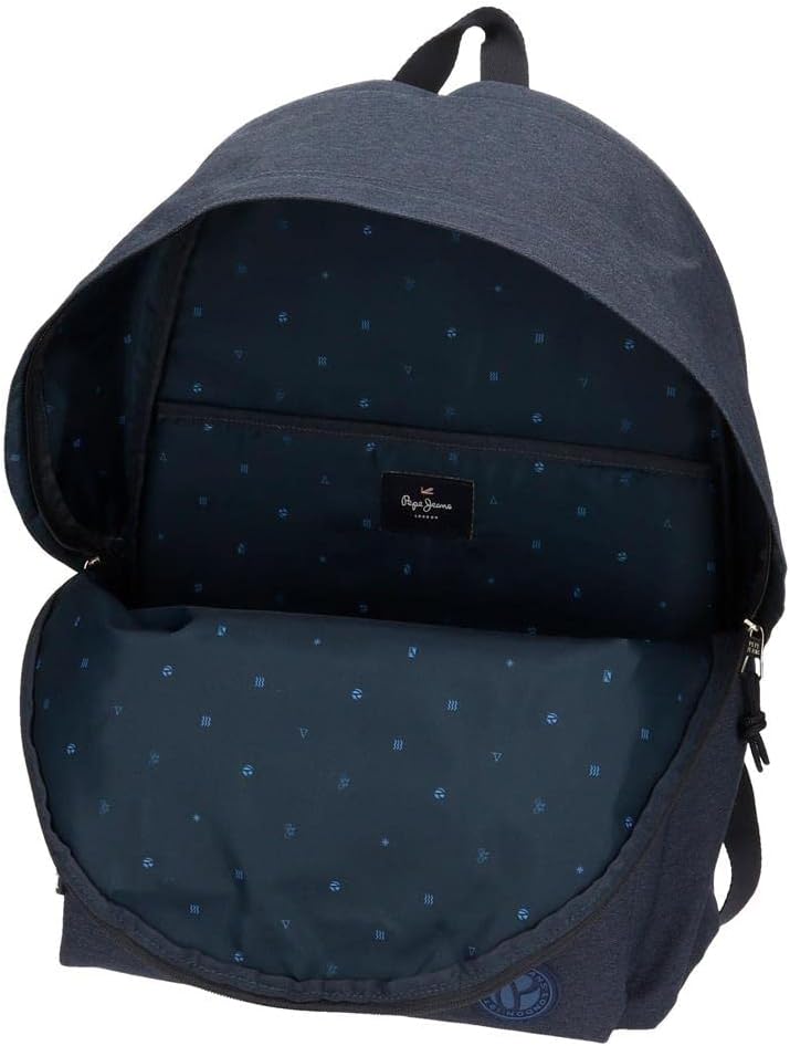 Pepe Jeans Aidan Rucksack für Laptop, Doppelfach mit Trolley, 15,6 Zoll, Blau, 31 x 44 x 17,5 cm, Po