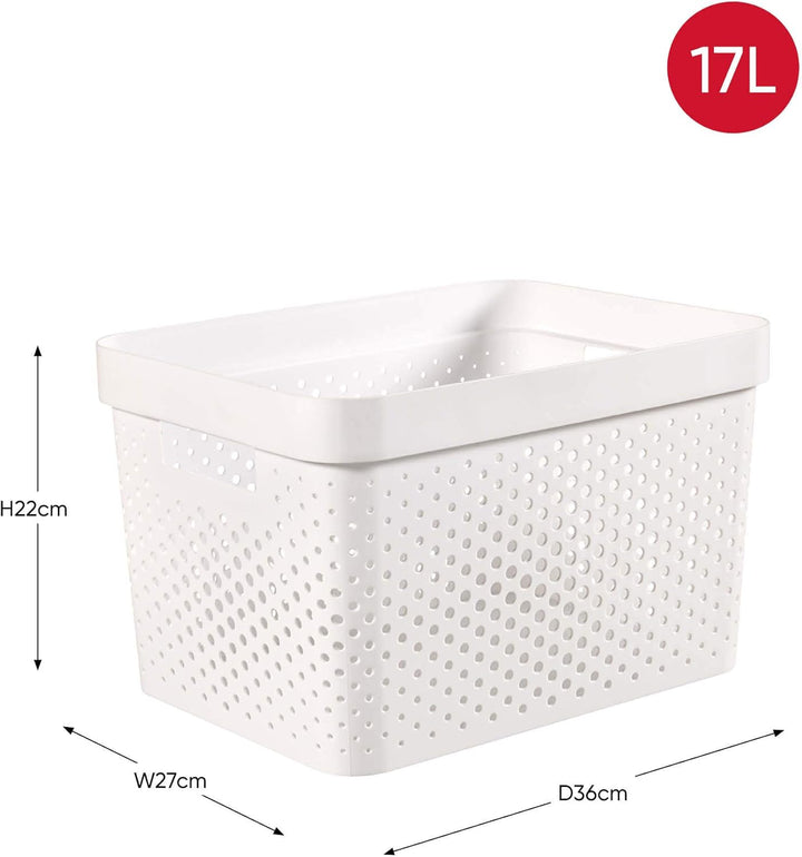 CURVER INFINITY RECYCLING Boxen mit Lochmuster 2x (11L+17L) und Deckel, weiss, Aufbewahrungsboxen, W