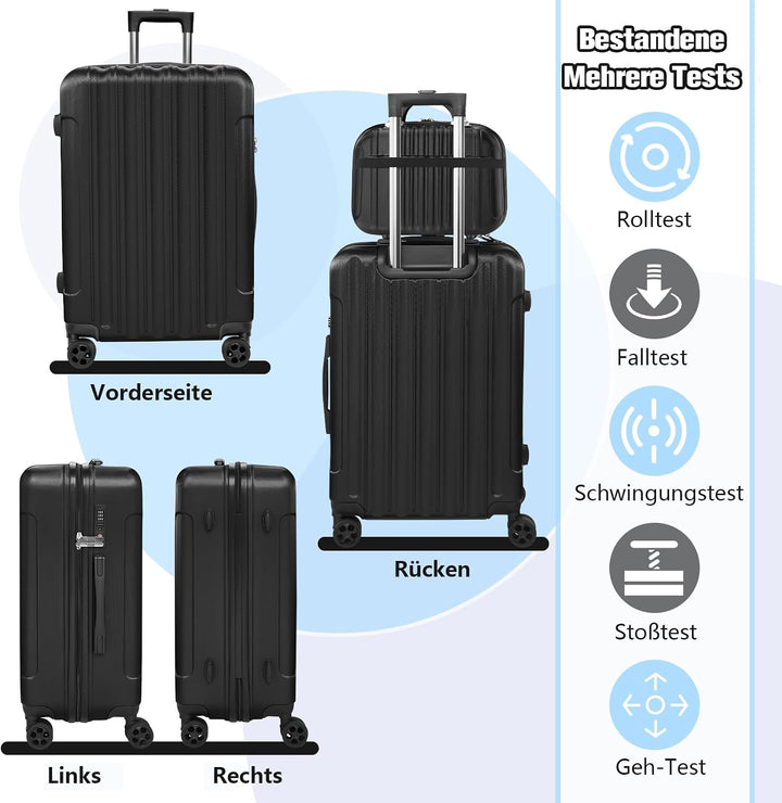 Zwillingsrollen 4 Teilig Hartschalen Kofferset mit Rollen &amp; TSA-Schloss, Leicht Koffer &amp; Trolleys Ha