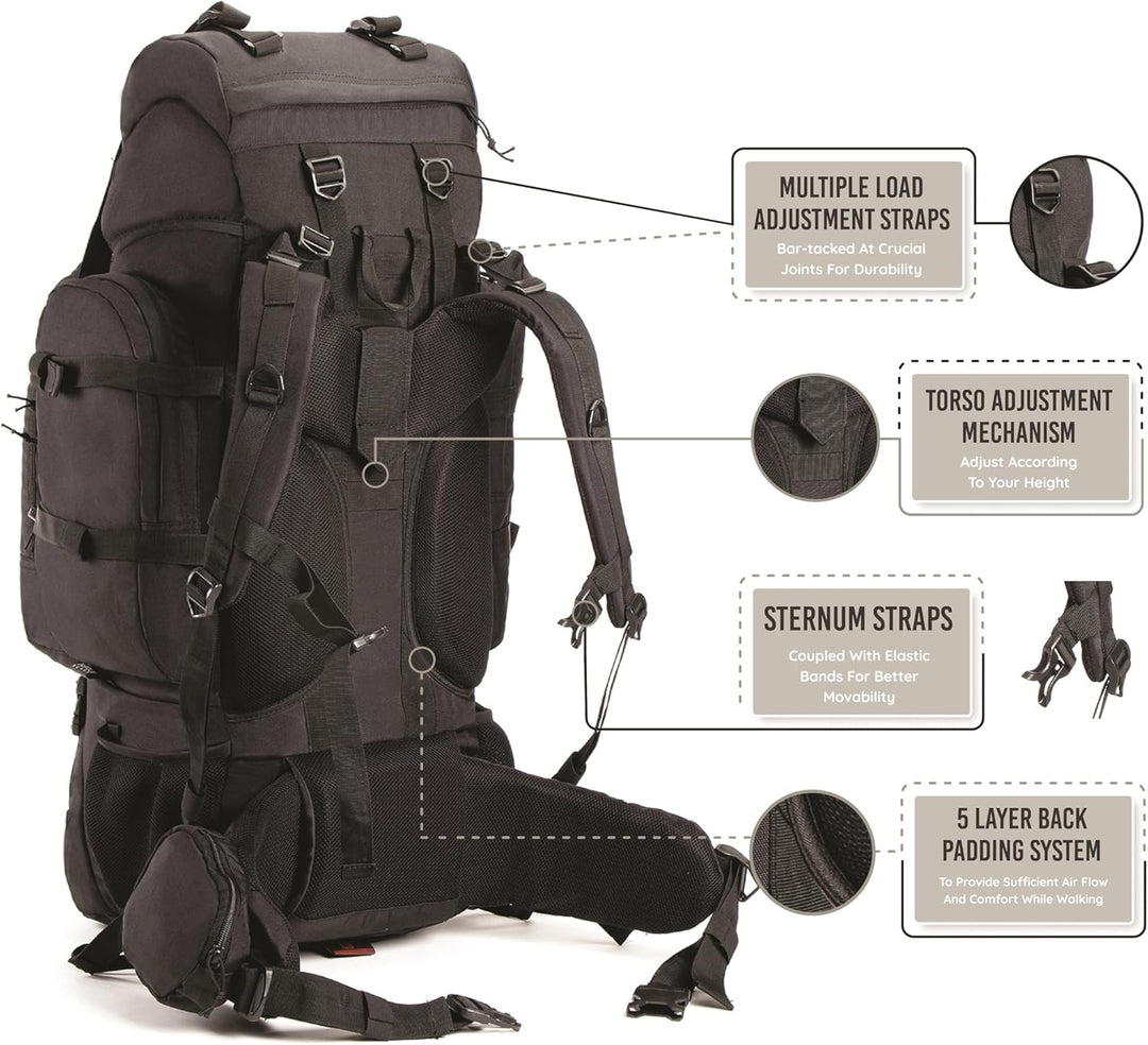 Tripole Rucksack Der Colonel-Serie Mit Innenrahmen - Mit Abnehmbarem Tagesrucksack Und Regenhülle 80