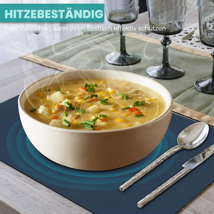 Platzdeckchen-Set, 6 Stück, Platzsets mit Untersetzern, Hitze-Flecken, Kratzfest, rutschfest, wasser