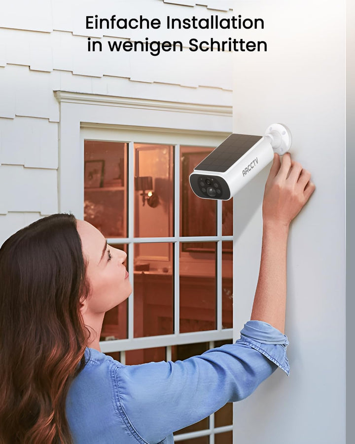 4MP Überwachungskamera Aussen Set, WLAN Kamera Outdoor Solar, Personenerkennung, Ohne ABO, PIR Motio