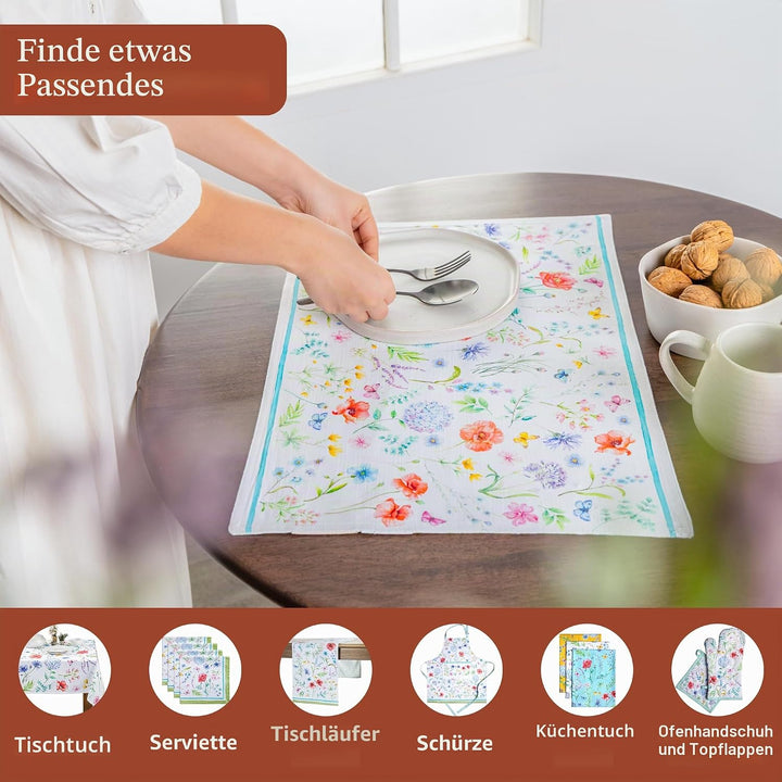 Maison d'Hermine Stoff-Tischsets, 100% Baumwolle, 4er-Set, 33 cm x 48 cm, dekorative, waschbare Tisc