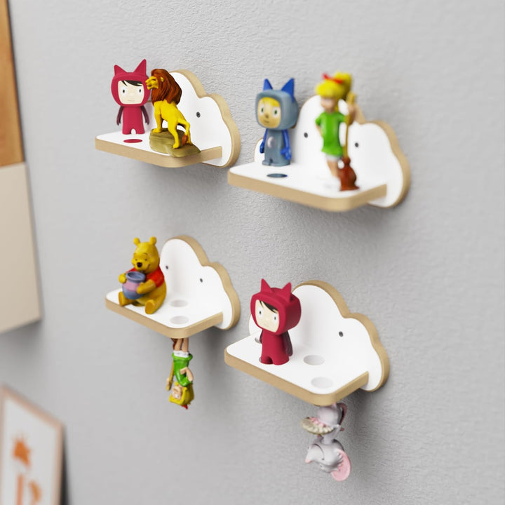 Holzura Regal für Toniefiguren, Wandregal für Kinder, Aufbewahrung für Tonies und Tonibox, Kinderreg