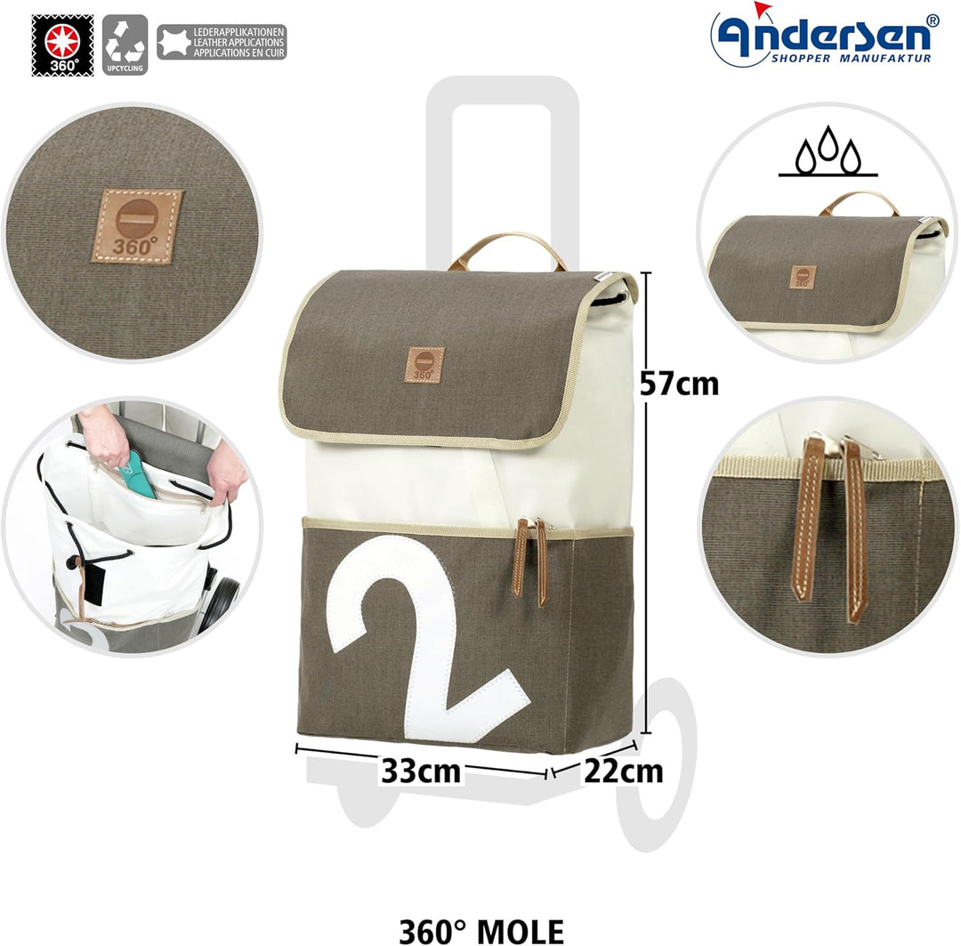 Andersen Shopper Unus und 51 Liter Tasche 360° Mole 2 grau, Mole 2