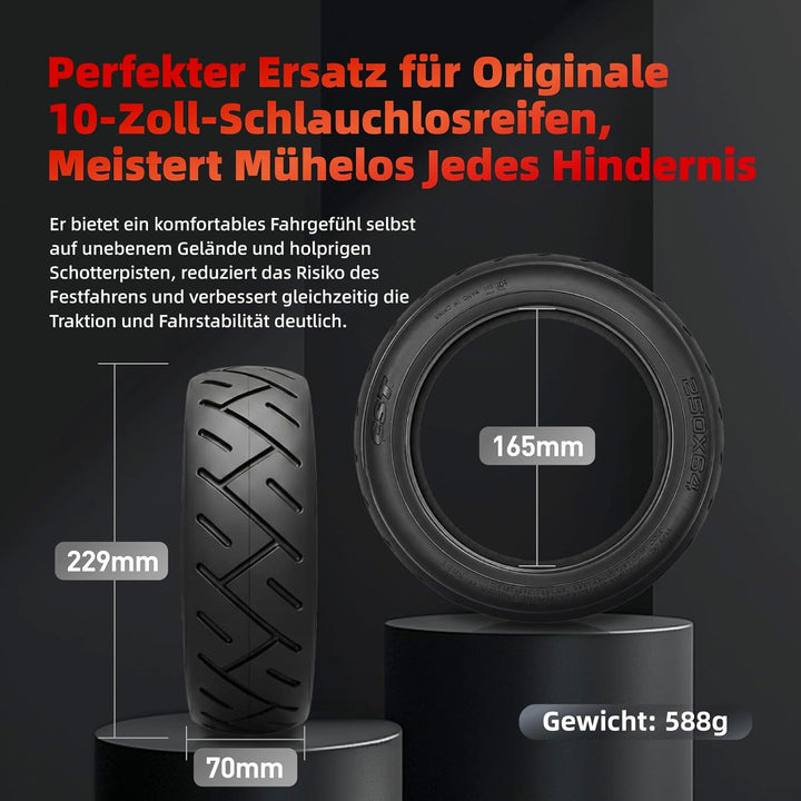 250 x 64 Strassenreifen Verdickter 10-Zoll-Luftreifen für Xiaomi 4 Ultra, Navee S65, Navee S65C Elek