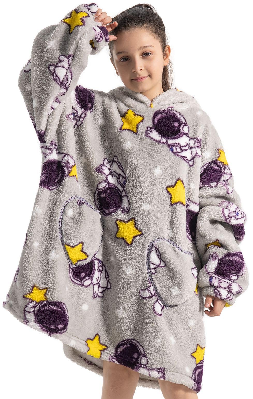 Ruiuzioong Kinder Übergrosse Kapuzenpullover,Super Weich Warmes Bequeme Tragbare Decken Sweatshirt f