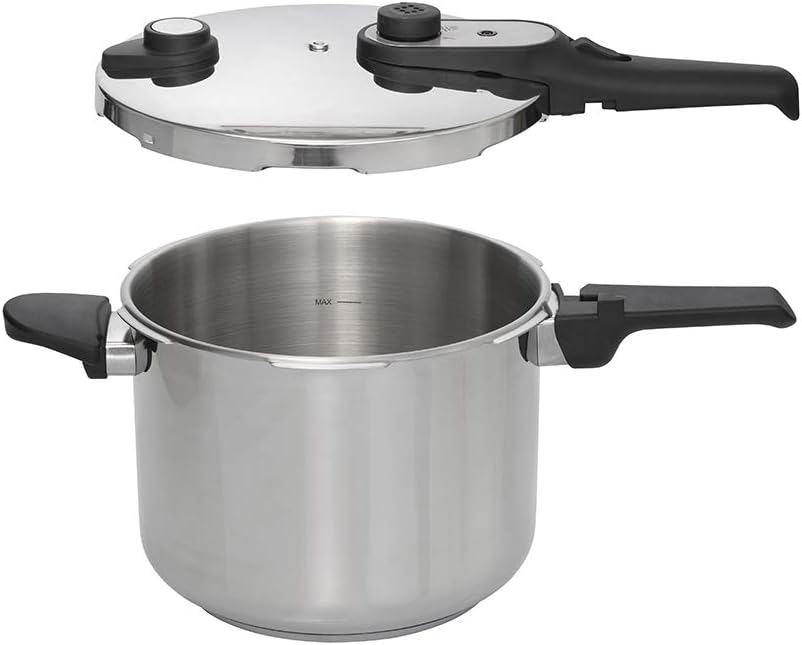 Jata HOLL2228 Schnellkochtopf, 8 Liter, Edelstahl, geeignet für alle Herde, einschliesslich Induktio