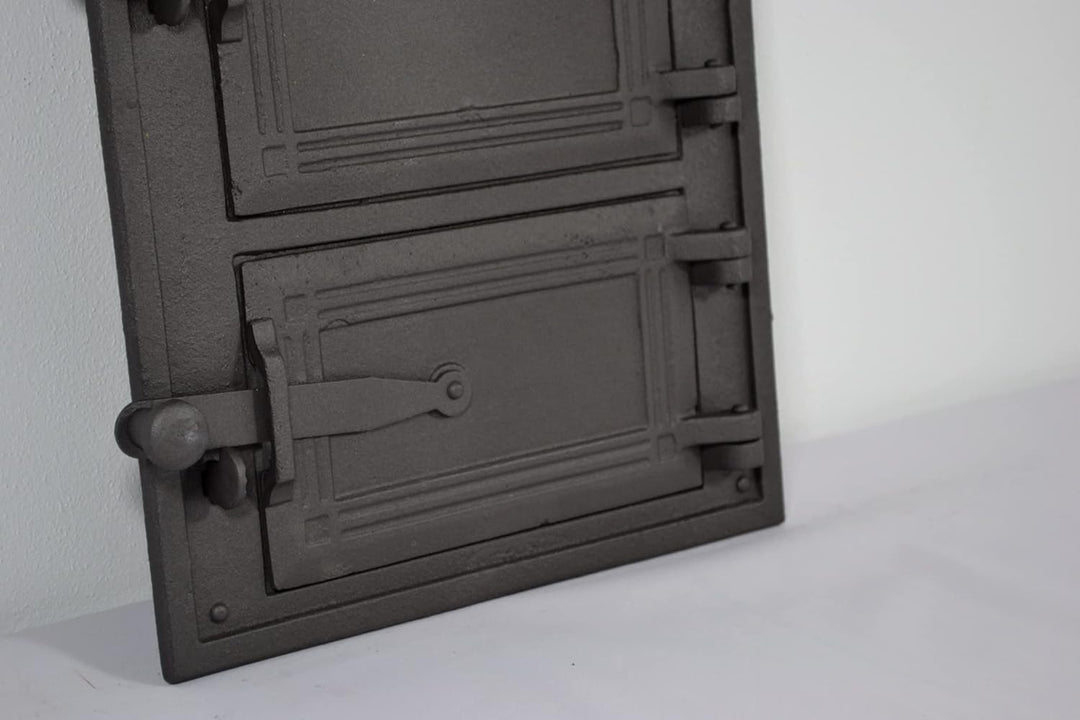 SEZAM Backofentür aus Gusseisen mit 2 Türen - mit Türriegel, Brotofentür - Steinofentür - Pizzaofent