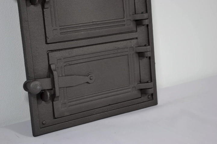 SEZAM Backofentür aus Gusseisen mit 2 Türen - mit Türriegel, Brotofentür - Steinofentür - Pizzaofent