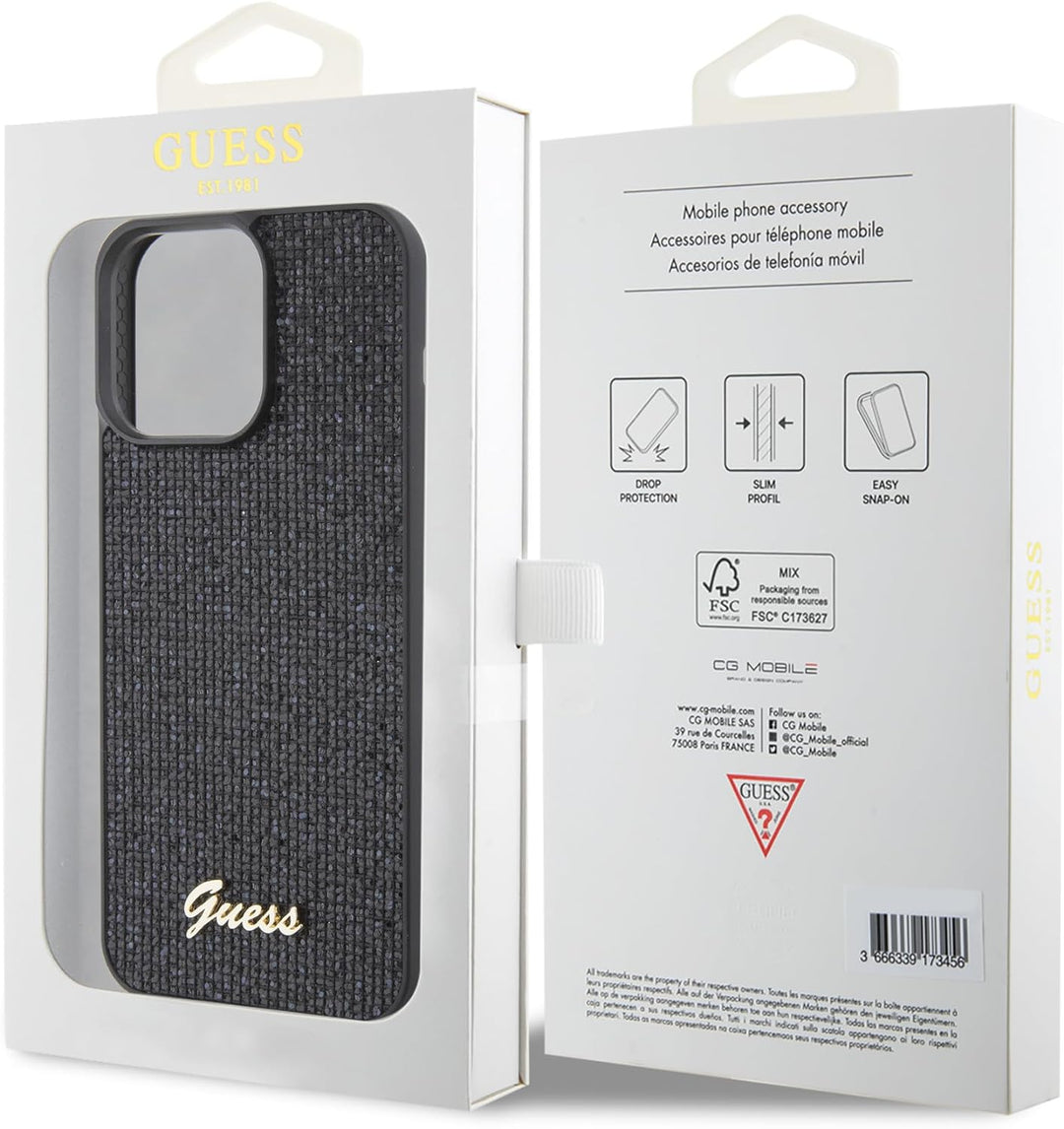 GUESS GUHCP15XPMSDGSK Hülle für iPhone 15 Pro Max 6.7" Schwarz hardcase Disco Metal Script