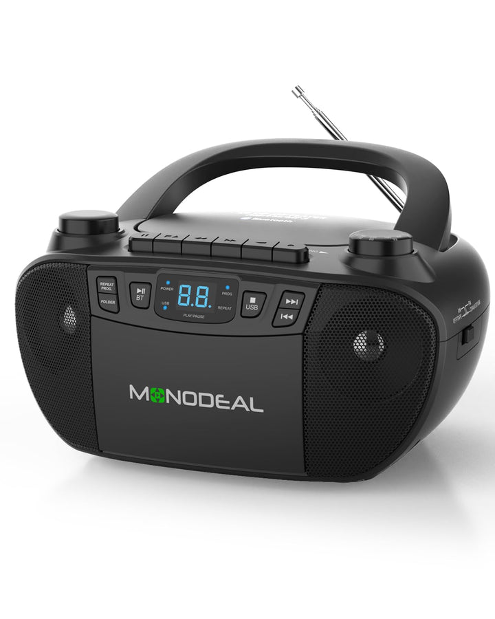 MONODEAL CD Player mit Kassette, Kassettenrekorder, Kassettenspieler, Radio mit CD und Kassette, CD