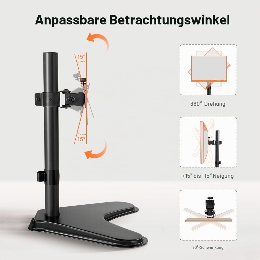 KKTONER Universal Monitor Ständer Bildschirm Stand Metallfuss Freistehendes Tischchen Halterung für