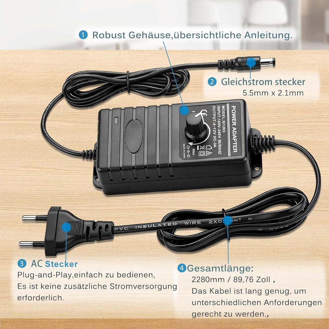 GDSTIME 36W 12V PC Lüfter Geschwindigkeit Controller 4 Wege mit 2pin 3 Pin 4 Pin Splitter Kabel Rege