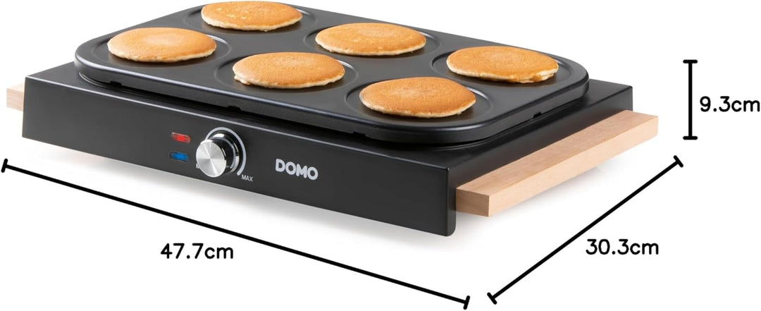 DOMO DO8717P Pancake-Platten Antihaftbeschichtung, Kontrollleuchte Schwarz