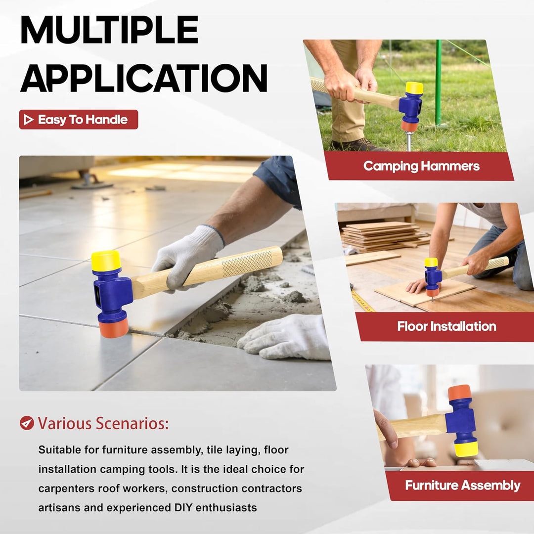 C&amp;T Gummihammer Klein 12oz - Hammer Klein 35mm | Doppelseitig 70°TPU+60°TPE| Rutschfester Hickory-Ho