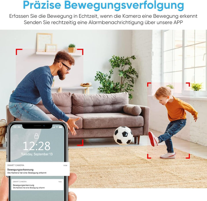 owltron Überwachungskamera innen, Babyphone mit Kamera und app, 360°WLAN IP Kamera mit Bewegungserke