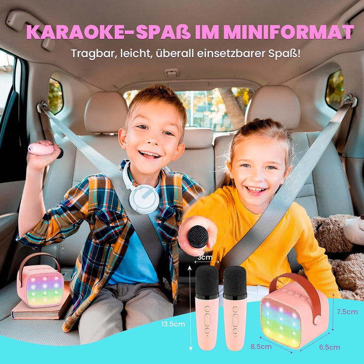 Karaoke Maschine mit 2 Drahtlosen Mikrofonen, Wowstar Tragbares Bluetooth Karaoke Maschine für Kinde