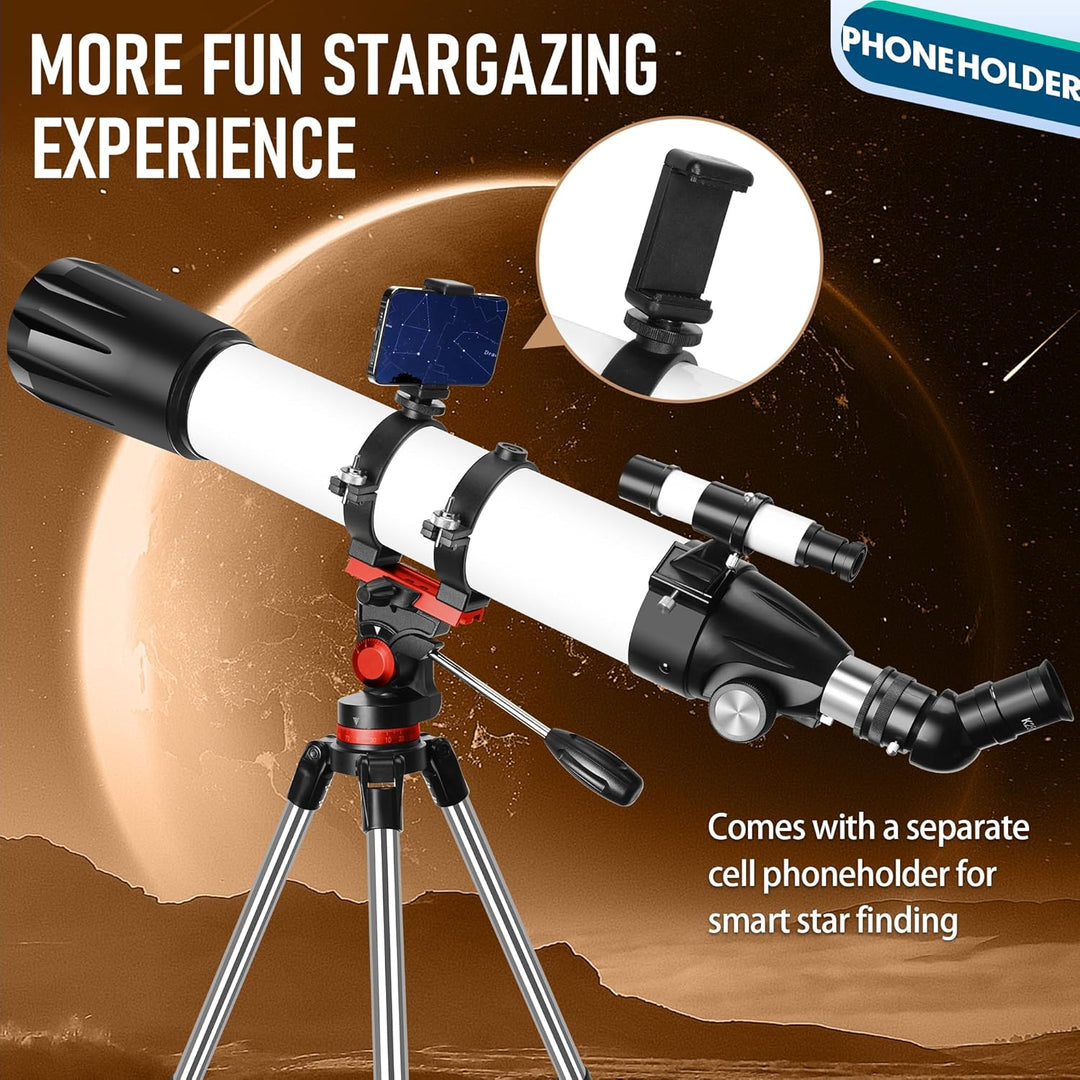 Dianfan Teleskop,90 mm Öffnung 800 Teleskop Astronomie für Erwachsene,32X-240X Refraktor Teleskope f