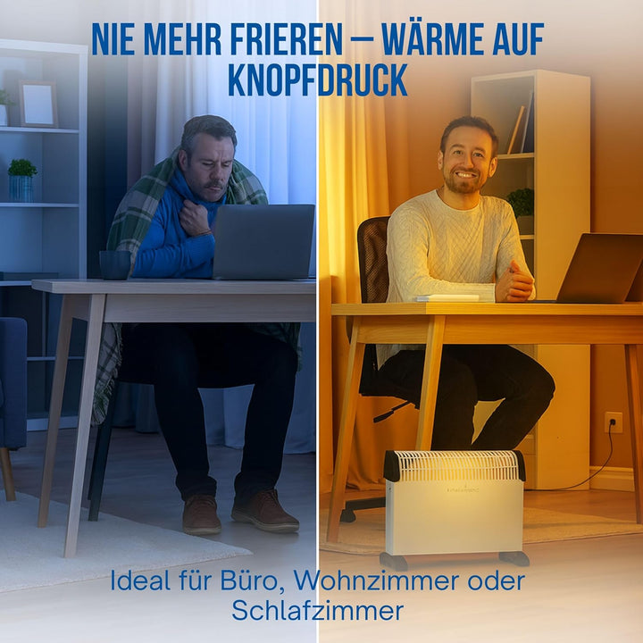 elasto – Heizlüfter "Kompakt" 2000W inkl. Turbogebläse für 20-30 m² – tragbares Heizgerät mit Thermo