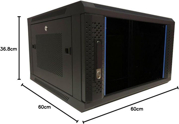 DSIT 6HE Serverschrank - 19 Zoll Wandgehäuse mit Glastür und Perforierte Seitenwände (BxTxH) 600 x 6