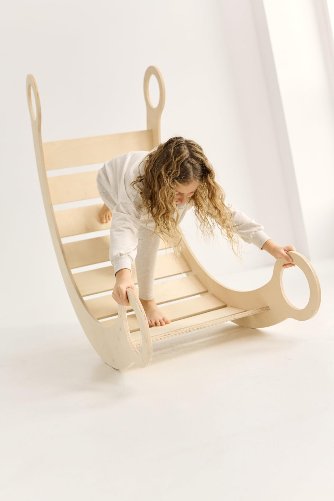 Kletterbogen ab 2 Jahr, Gross Bogenwippe für Kinder und Erwachsene, Holzwippe XXL Montessori mit ode