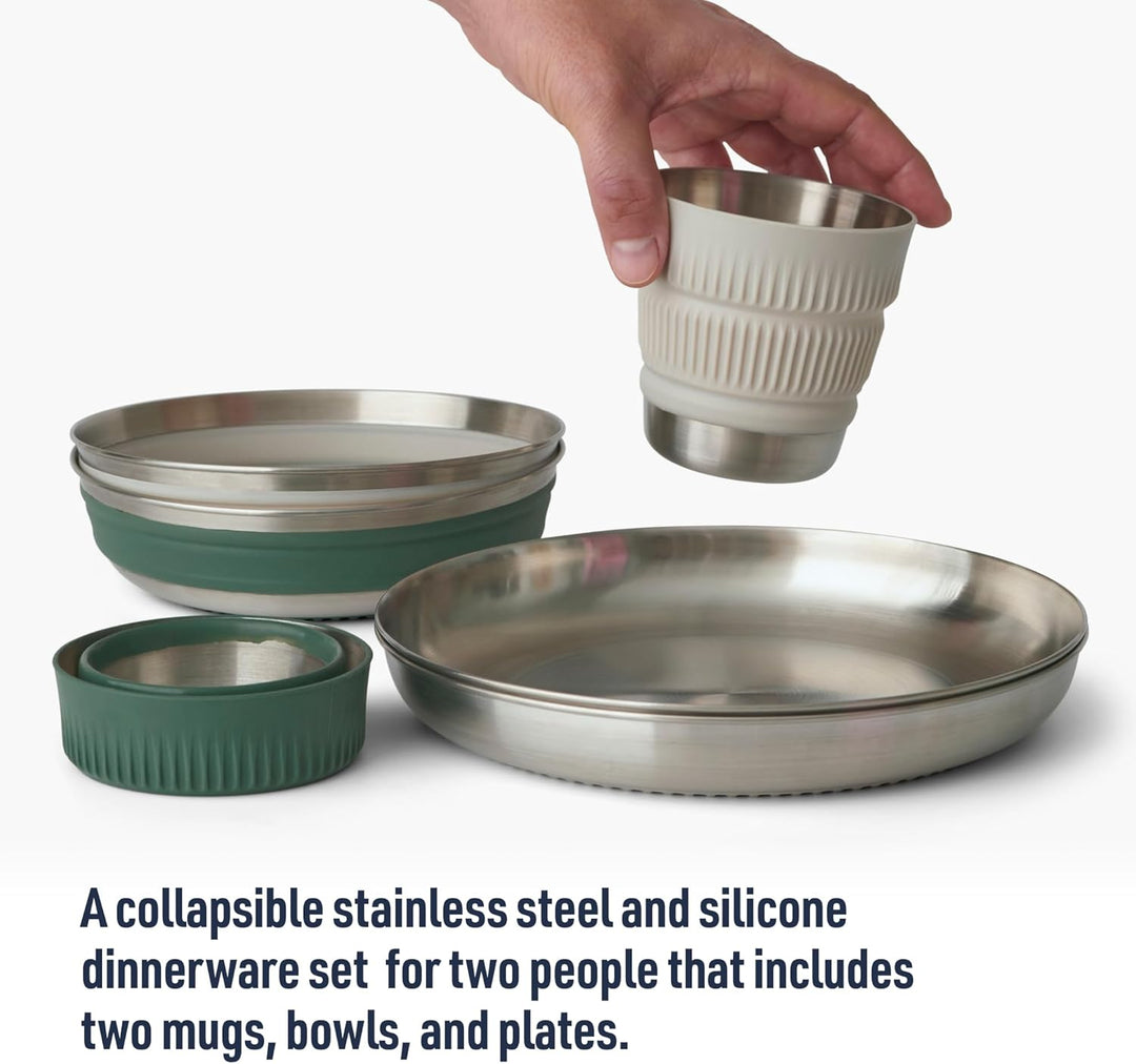 Sea to Summit Detour Stainless Steel Collapsible Dinnerware Set 2P 6-teilig - Geschirrset green-grey