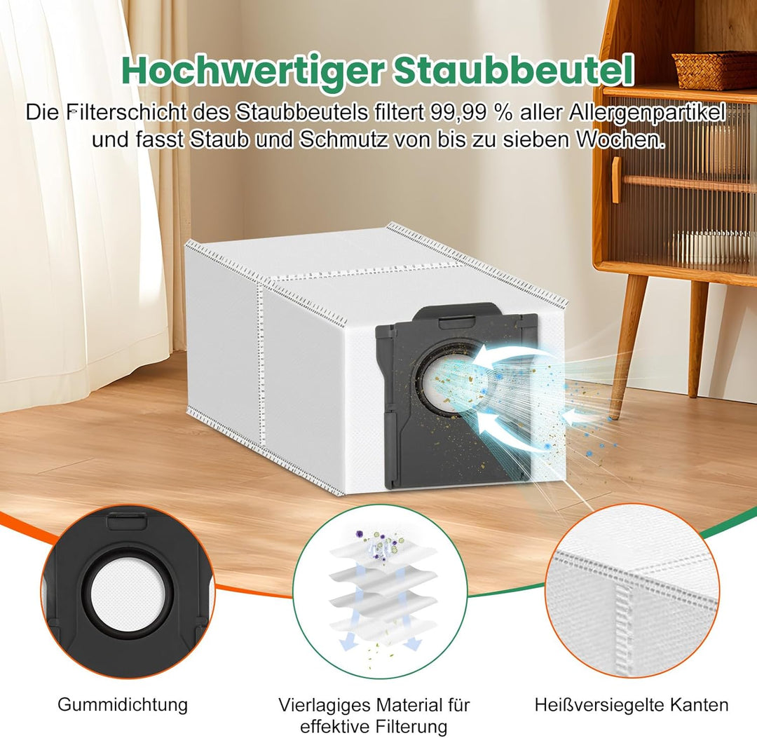21 Stück Zubehör für Dreame D20 Pro Plus Saugroboter, 1 Paar Hauptbürste, 6 Staubbeutel, 4 Filter, 4