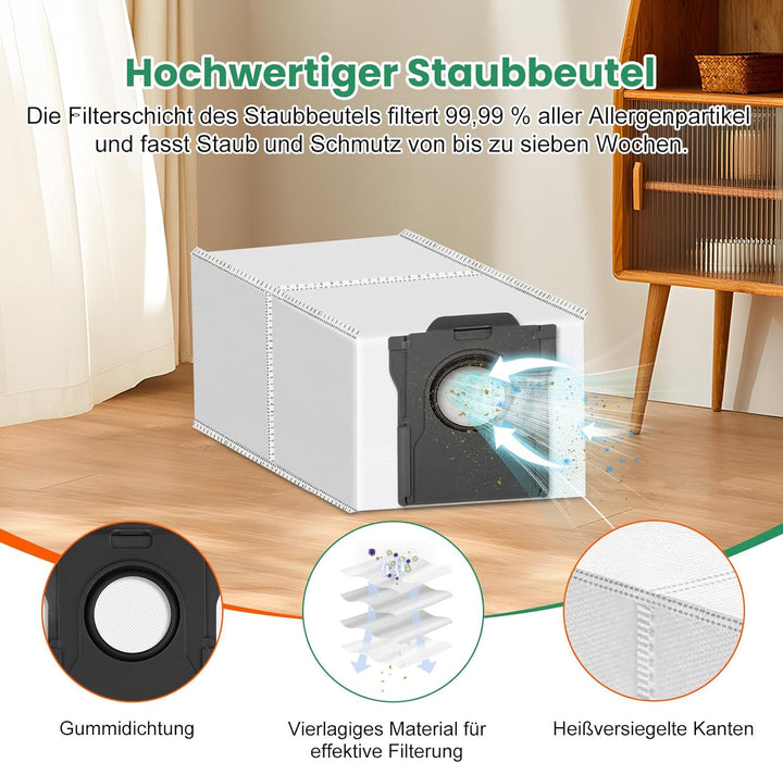21 Stück Zubehör für Dreame D20 Pro Plus Saugroboter, 1 Paar Hauptbürste, 6 Staubbeutel, 4 Filter, 4