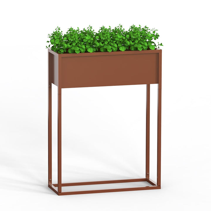 Metall Blumentopf Braun mit Gestell Pflanzen Ständer eckig mit Übertopf - Innen Deko Blumenhocker Pf