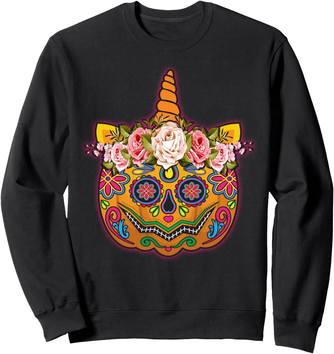Día de los Muertos Day of the Dead Sugar Skull Pumpkin Women Sweatshirt