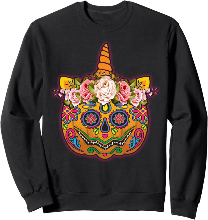 Día de los Muertos Day of the Dead Sugar Skull Pumpkin Women Sweatshirt