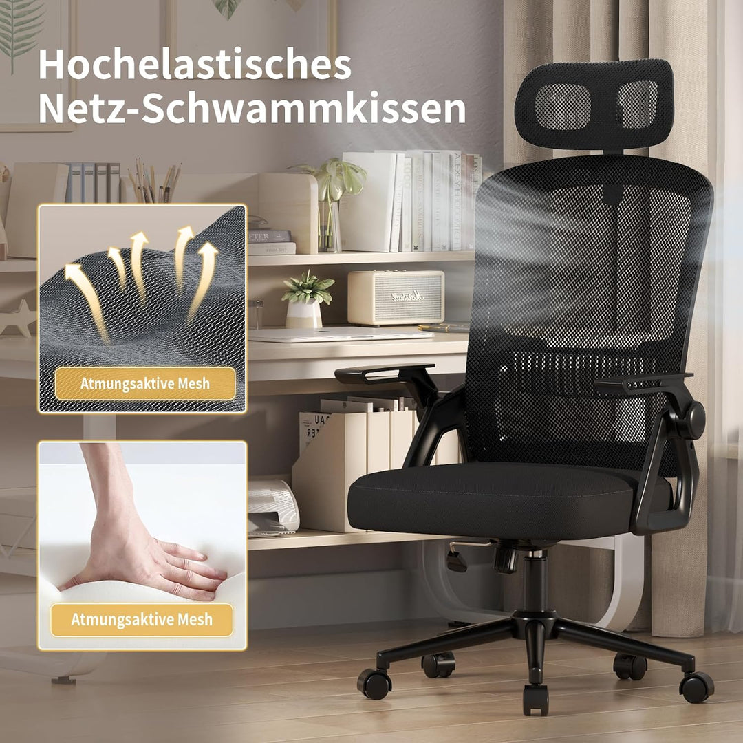 naspaluro Ergonomischer Bürostuhl, Schreibtischstuhl für Homeoffice | Mit Lordosenstütze &amp; verstellb