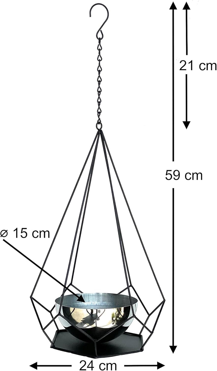 DanDiBo Blumenampel Innen Metall Wand Hängepflanzen 59 cm 96095 S mit Topf 6 Ecken Pflanzenhänger Bl