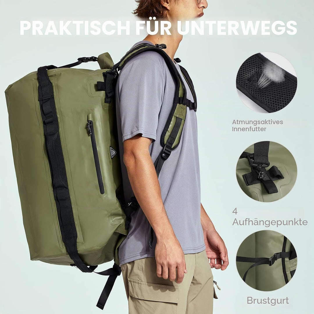 Haimont wasserdichte Sporttasche, 60 l, für Damen und Herren, strapazierfähig, Roll-Top-Trockentasch