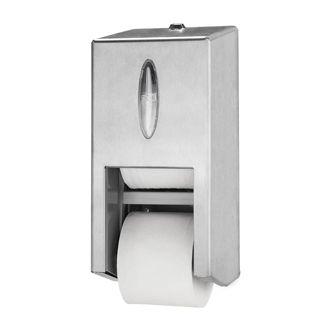Tork Doppelrollenspender für hülsenloses Midi Toilettenpapier T7 Edelstahl, Hohe Kapazität, 472019,