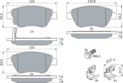 Bosch BP1002 Bremsbeläge - Vorderachse - ECE-R90 Zertifizierung - vier Bremsbeläge pro Set