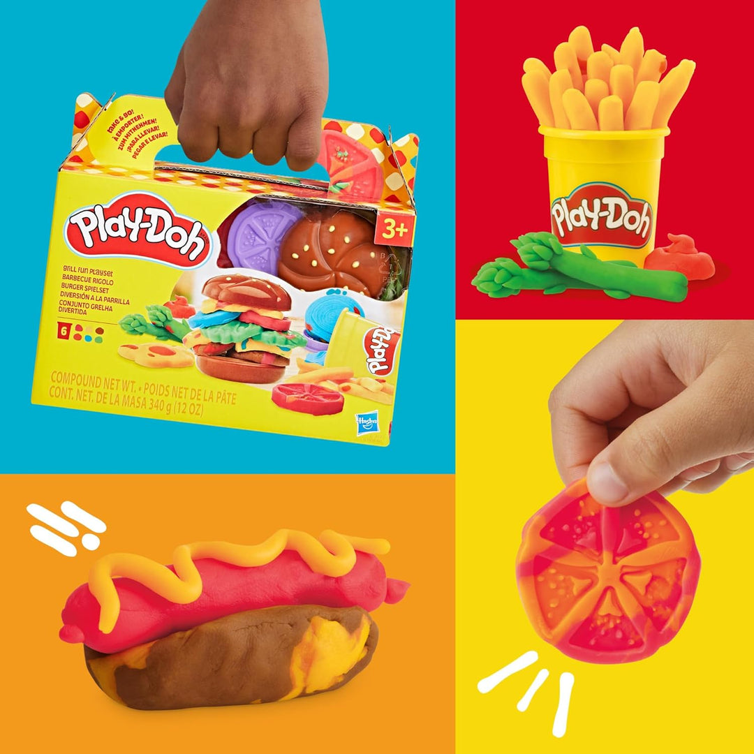 Play-Doh Burger Spielset, Bastel-Set für Mädchen und Jungen ab 3 Jahren, Kochspielzeug für Kunst & H