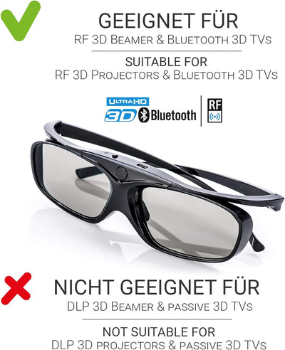 Hi-SHOCK 2X BT Pro Black Heaven | Aktive 3D Brille für 3D TV von Sony, Samsung, Panasonic | komp. zu