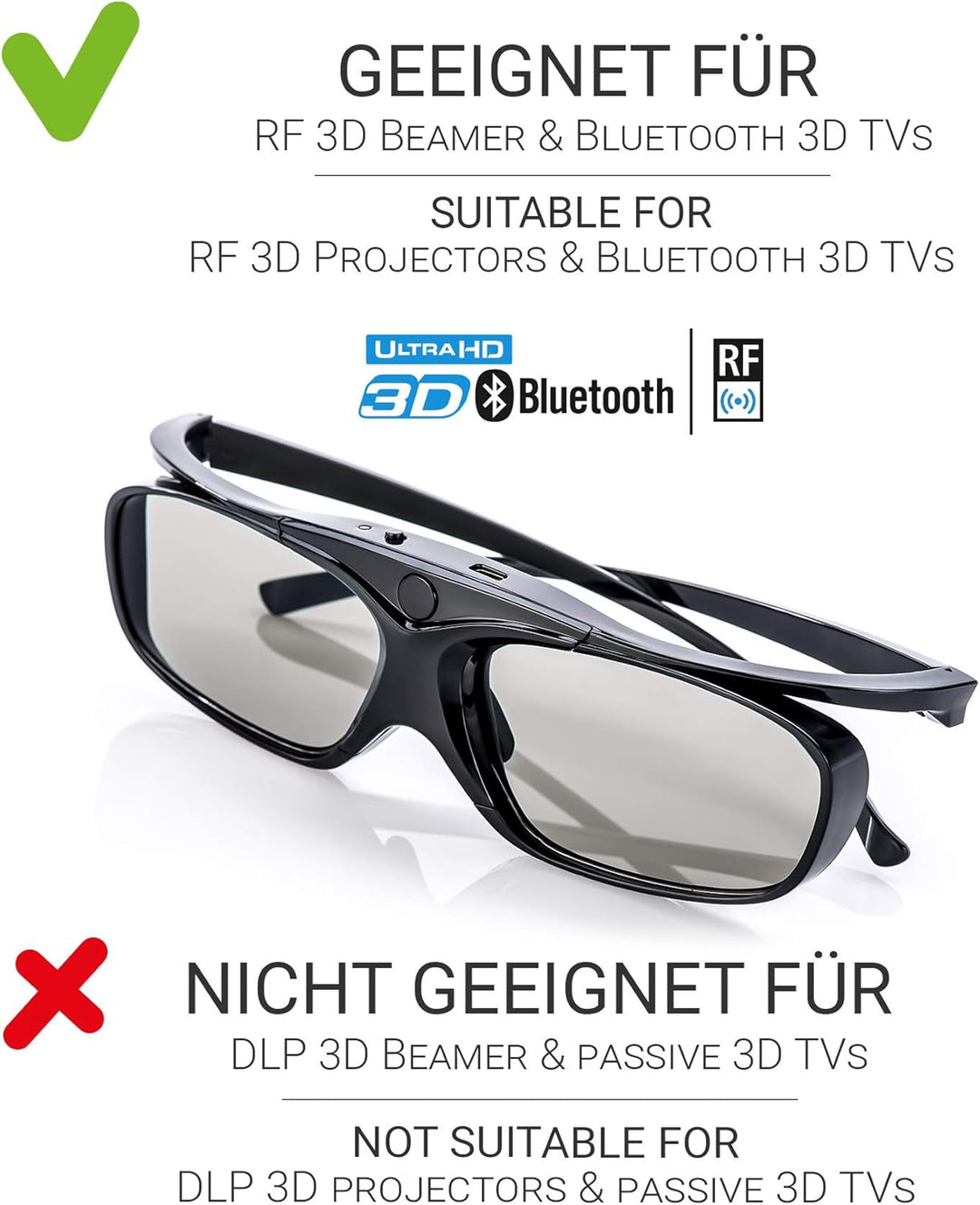 Hi-SHOCK Black Heaven | aktive 3D Shutterbrille für 3D TV Sony, Samsung, Panasonic | komp. mit SSG-3