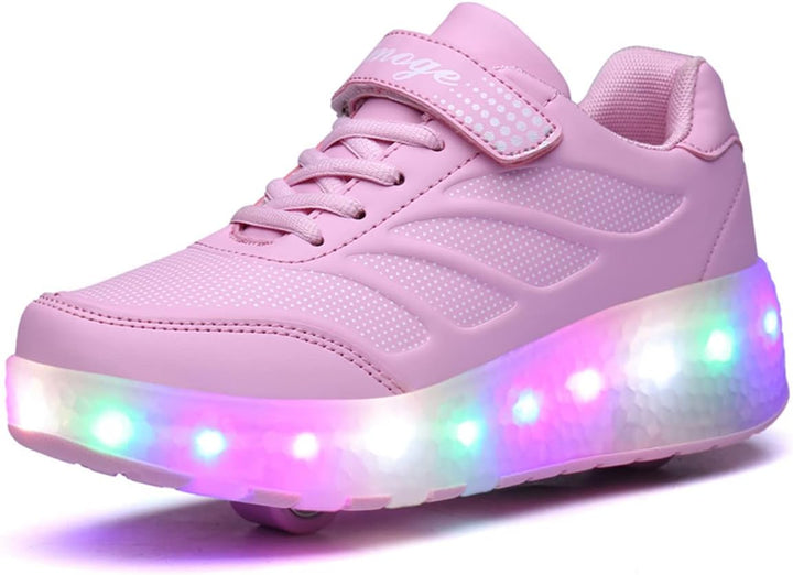 Kinderroller mit LED Licht | Automatisch Einziehbar & Abnehmbare Vorderreifen | Outdoor-Spiel-Schuhe