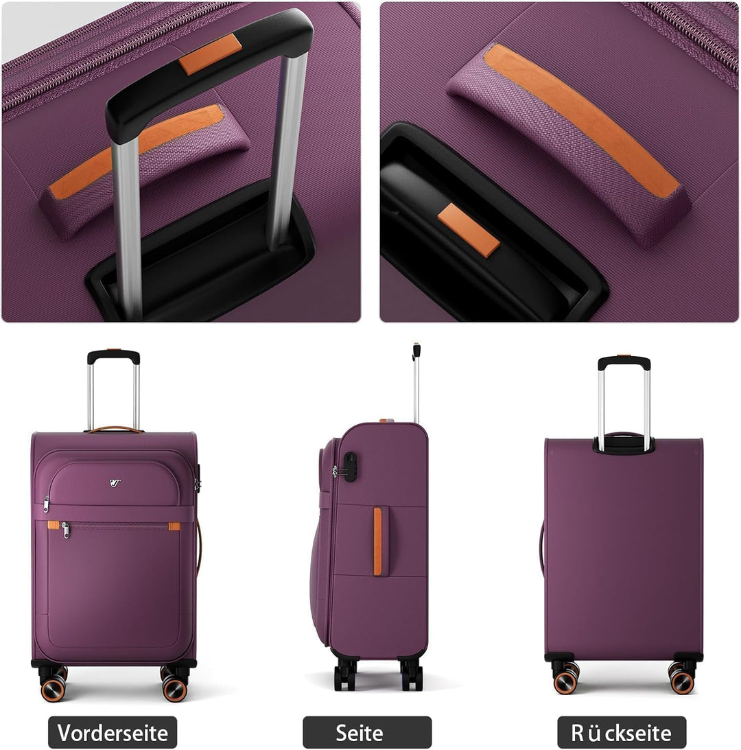 Weichschalenkofferset 2 Teilig - Handgepäck und mittelgross Koffer Rot Set(S+M), Rot Set(S+M)