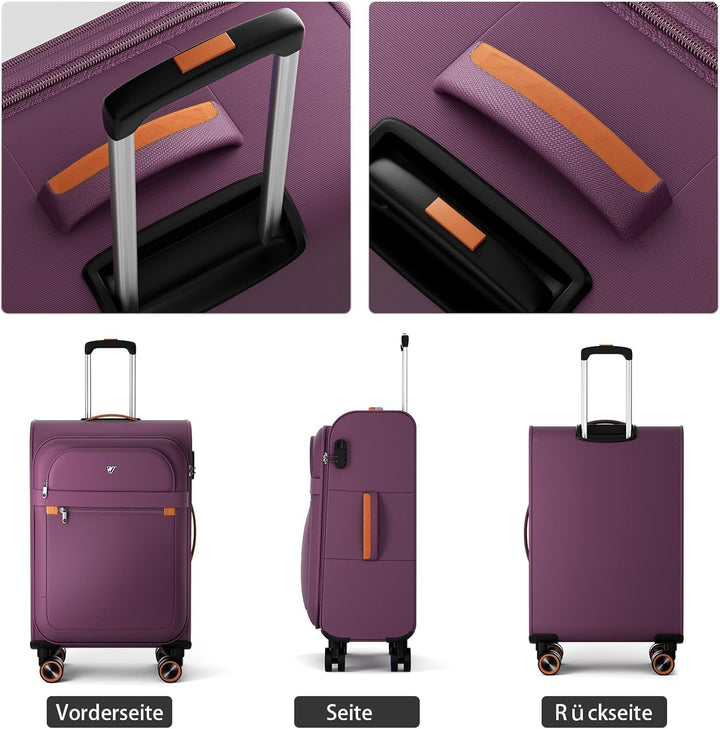 Weichschalenkofferset 2 Teilig - Handgepäck und mittelgross Koffer Rot Set(S+M), Rot Set(S+M)