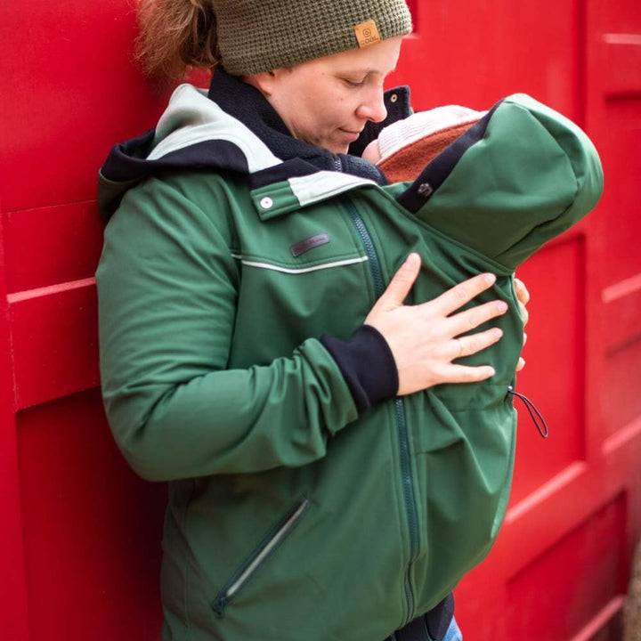 Viva la Mama 4in1 Tragejacke für Tragen auf dem Rücken oder der Brust, Softshell, Umstandsjacke + Kä