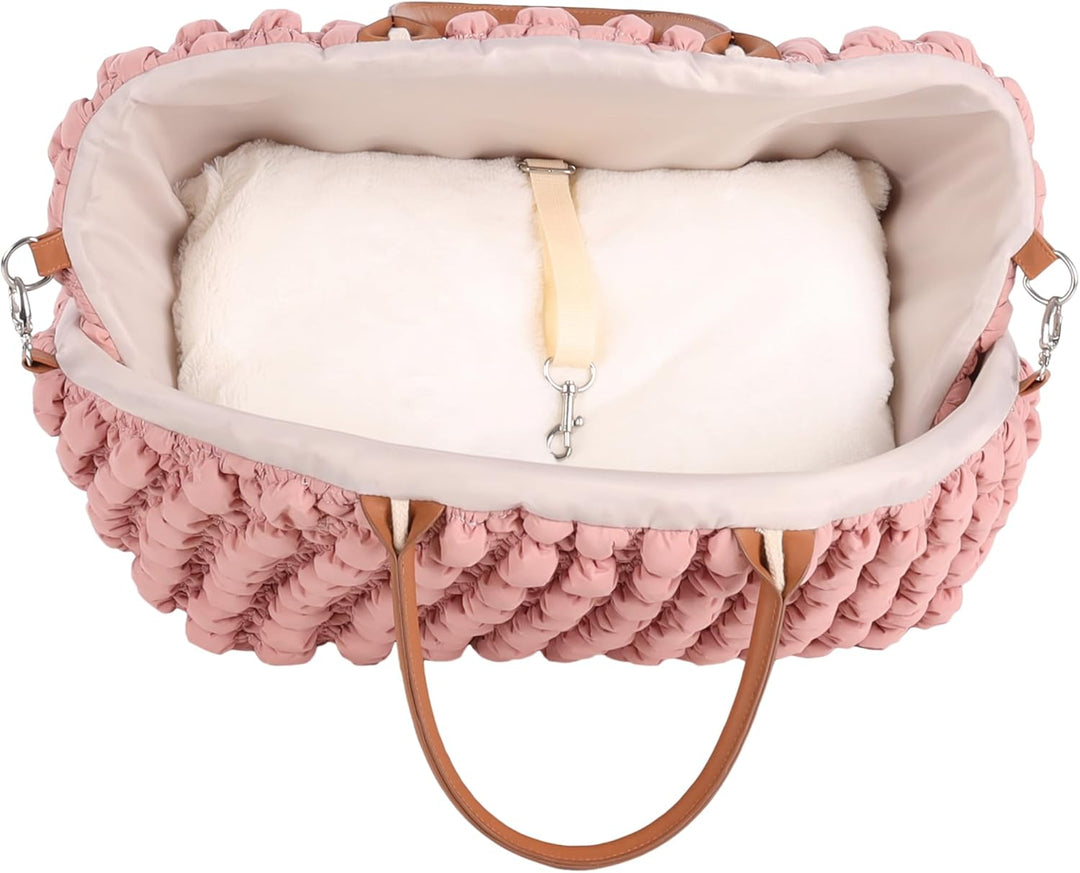 Hundetasche - Tragetasche Yzma Rosa – 42x26x25cm – Polyester – 2 Tragegriffe – Wendekissen – Einsatz