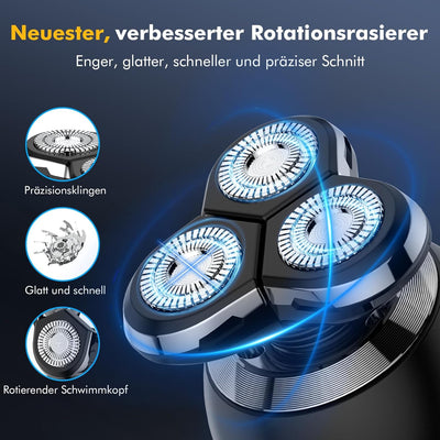 ETENTOUS Rasierer Herren Elektrisch, 5 in 1 Elektrorasierer Herren 3D Rasur Barttrimmer -Kabellos wi