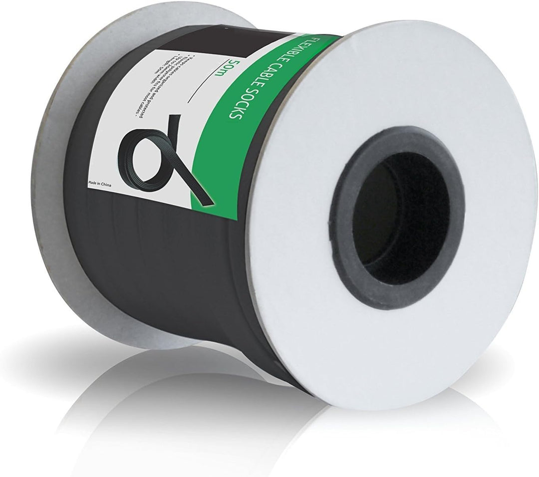 conecto CC50315 Universeller Polyester-Kabelschlauch, selbst zusammenziehend, Ø 20mm, Rolle 50m, sch