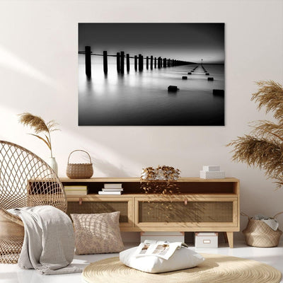 Bilder auf Leinwand 100x70cm Leinwandbild Meer Ufer Ozean Horizont Gross Wanddeko Bild Schlafzimmer