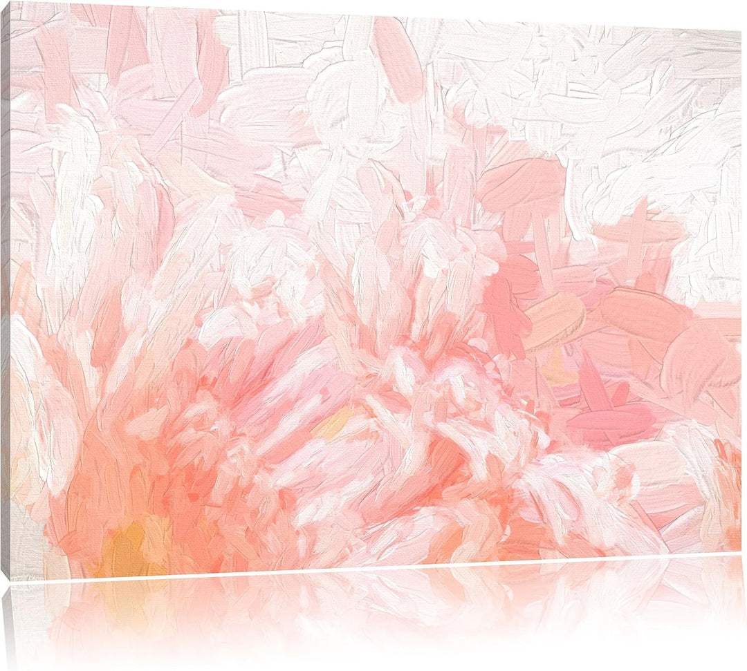 Pixxprint Gerbera-Blume in Pastelltönen Kunst Pinsel Effekt, Format: 100x70 auf Leinwand, 100x70